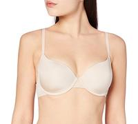 Dorina ADELE - Soutien-Gorge Demi pour Femme, Légèrement Rembourré, Bonnets Moulés avec Armatures, Microfibre Douce avec Bande en Dentelle Florale et Nœud en Satin avec Charme Diamanté, Nude