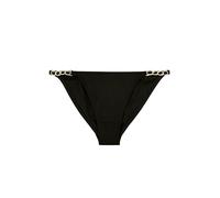 Dorina Bas de Bikini Tanga FILAO - Tissu Microfibre Lisse avec Accessoires Chaîne Dorée, Couverture Minimale, Maillot de Bain Élégant pour la Plage/Piscine, Noir