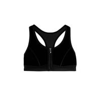 DORINA Brassière de Sport Extrême Femme - Non Rembourrée, Tissu Microfibre Séchage Rapide, Fermeture Éclair Frontale et Dos Nageur pour Maintien Extrême/Élevé, Noir