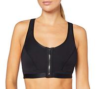 DORINA Brassière de Sport Extrême Femme - Non Rembourrée, Tissu Microfibre Séchage Rapide, Fermeture Éclair Frontale et Dos Nageur pour Maintien Extrême/Élevé, Noir