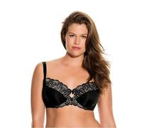 Dorina CELINE - Soutien-Gorge avec Armatures pour Femme, Non Rembourré, Bonnets Moulés avec Dentelle Florale, Bretelles Réglables en Picot, Doublure en Mesh de Soutien, Noir