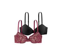 Dorina Chloe - Ensemble de Soutiens-Gorges Demi pour Femme, Pack de Deux Pièces, avec Armatures et Bonnets Moulés, Détails en Dentelle Florale et Nœud en Satin, Bretelles Réglables, Rouge, Nude