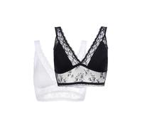 Dorina Essential Lace Bralette 2-Pack - Coques Pleines sans Armatures, Dentelle Romantique, Rembourrage Léger Amovible, Noir et Blanc