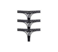 Dorina Essential Lace String 3-Pack - Taille Haute Échancrée, Dentelle Féminine, S’accorde avec Le Bralette Essential Lace, Noir