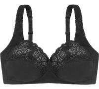Dorina Soutien-gorge Femme Georgina - Sans Armature, Couverture Totale, Coton avec Finition Dentelle Festonnée, Bande Sous-poitrine de Soutien et Bretelles Réglables, Noir