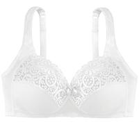 Dorina GEORGINA - Soutien-Gorge Sans Armatures en Coton pour Femme, Couverture Totale, Bordure en Dentelle Festonnée, Bretelles Larges Réglables, Design Non Rembourré pour Poitrines Généreuses, Blanc