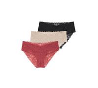 DORINA LANA-D-3PP Culottes en Dentelle Femme, Lot de 3, Couverture Modérée, Confort au Quotidien, Corail, Beige, Noir