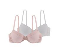 Dorina Louise - Ensemble de Soutiens-Gorges Demi pour Femme, Pack de Deux Pièces, Bonnets Moulés Légèrement Rembourrés avec Armatures, Microfibre Douce avec Option Rayée Brûlée, Rose, Ivoire