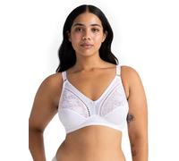 Dorina MADELINE - Bralette Sans Armatures pour Femme, Tricot Mat Non Rembourré avec Dentelle, Bretelles Réglables, Ailes en U pour Poitrines Généreuses, Blanc