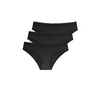 DORINA NAOMI-3PP Culottes Hipster Femme en Coton, Lot de 3, Ceinture en Dentelle, Tissu Doux et Respirant, Noir, Noir, Noir