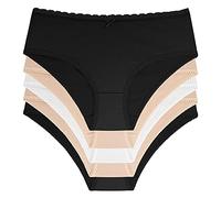DORINA Naomi - Lot de 5 Culottes Hipster pour Femme, Coton Doux avec Bordure en Dentelle Élégante, Coupe Confortable et Couvrante pour Un Usage Quotidien, Beige, Noir, Ivoire