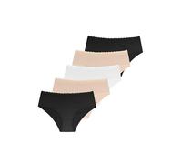DORINA Naomi - Lot de 5 Culottes Hipster pour Femme, Coton Doux avec Bordure en Dentelle Élégante, Coupe Confortable et Couvrante pour Un Usage Quotidien, Beige, Noir, Ivoire