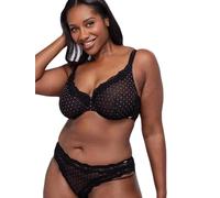 Dorina Origins-Shimmer Dot-Wired Bra Origins Soutien-Gorge sans Rembourrage avec Armatures - Maille à Pois Scintillants, Dentelle, Bretelles Réglables et Dos en Power Mesh, Noir