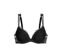 Dorina Origins Soutien-Gorge Push-Up Plongeant - Armatures, Bonnets Moulés, Maille à Pois Scintillants, Dentelle & Bretelles Réglables, Noir