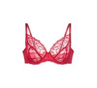 Dorina Perfect Lace Soutien-Gorge à Bonnets Entiers à Armatures - Légèrement Rembourré pour Forme Naturelle - Tissu Lisse & Soutien Réglable, Rouge