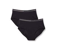 DORINA Period Panties - Pack de Deux Pièces, Culottes Midi en Coton Bio avec Gousset Résistant aux Fuites pour Flux Moyen à Abondant, Écologiques et Réutilisables, Noir