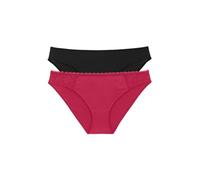 Dorina Sonia Pack de Deux Culottes - Dentelle Intégrale & Microfibre ou Microfibre, Rouge et Noir