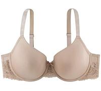 Dorina ADELE - Soutien-Gorge Demi pour Femme, Légèrement Rembourré, Bonnets Moulés avec Armatures, Microfibre Douce avec Bande en Dentelle Florale et Nœud en Satin avec Charme Diamanté, Nude