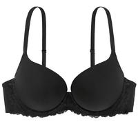 Dorina Soutien-Gorge Femme Claire Demi - Super Push-Up, À Armatures, Bonnets Moulés, Tissu Microfibre Doux avec Dentelle Sensuelle, Noir