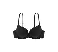 DORINA Soutien-Gorge Femme Claire Demi - Super Push-Up, À Armatures, Bonnets Moulés, Tissu Microfibre Doux avec Dentelle Sensuelle, Noir
