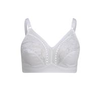 Dorina MADELINE - Bralette Sans Armatures pour Femme, Tricot Mat Non Rembourré avec Dentelle, Bretelles Réglables, Ailes en U pour Poitrines Généreuses, Blanc