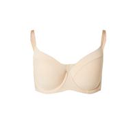 DORINA Soutien-Gorge Femme Carmen Demi - Légèrement Rembourré, À Armatures, Microfibre Rayée Burnout, Dos en U Power Mesh, Fermeture à Trois Agrafes pour Poitrines Généreuses, Beige