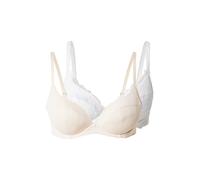 DORINA Angie Lot de 2 Soutiens-Gorge Push-Up Plongeant - Dentelle et Microfibre - Armatures, Bretelles Réglables, Coques Amovibles, Blanc et Beige