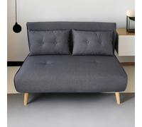 CONCEPT USINE | Canapé Convertible 2 Places en Tissu | Design Doris Gris Foncé | Canapé Lit Confortable | Moderne et Fonctionnel | Coussins Moelleux | Très Pratique pour Petits Espaces