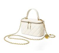 DORIS&JACKY Petit sac à bandoulière matelassé en cuir avec poignée sur le dessus et sangle en métal, pour femme