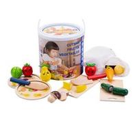 Dorjee - DT26011 - Baril de Fruits et légumes en Bois à découper - 42 pièces - à partir de 18 Mois