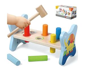 Dorjee- D1.100-1 - Banc à marteler avec Clou en Bois - Jouets en Bois de Coordination pour Enfants à partir de 12 Mois