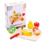 Dorjee - Mes fruits en bois à découper - avec plateau et couteau en bois - jouet en bois à partir de 18 mois