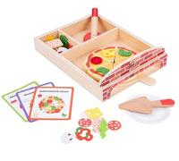 Dorjee- D3.014- Ensemble Pizza Gourmet en Bois - Jouets en Bois- Jeux d'imitation Cuisine + 3 Ans - 20 pièces incluses