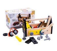 Dorjee - Ma boite à outils mécano en bois - 33 pièces pour bricoler dans sa boite en bois à partir de 3 ans - noir