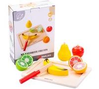 Dorjee - D3.010 - Mes Fruits en Bois à découper - avec Plateau et Couteau en Bois - Jouet en Bois à partir de 18 Mois