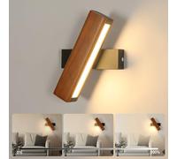 Dorlink Applique Murale Led Bois Avec Commande Tactile, Réglage de la Luminosité, Rotatifs 350°Applique Murale Chambre, 3000K Blanc Chaud Lampe Murale pour Escalier, Chambre,EntréE,Couloir