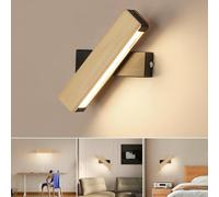 Dorlink Applique Murale LED Bois, Rotatifs 350° Applique Murale Intérieure LED, 6500K Luminaire pour Escalier, Murale Chambre en Moderne, Appliques Murales pour Entrée,Terrasse, Dangle, Salon