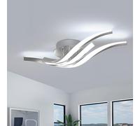 Dorlink Plafonnier LED 3 Lumières, Lampe de Plafond LED Moderne Argent, Luminaire 24W 1920LM Plafonnier Vagues, Plafonniers Salon, 6500K Blanc Froid Plafonniers Chambre, Couloir, Cuisine, Ø52CM