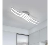 Dorlink Plafonnier LED 4 Lumières, 24W Luminaire Plafonnier Vagues, Lampe de Plafond LED Moderne Argent, Plafonnier Salon, 6000K Blanc Froid Plafonnier Chambre, Couloir, Cuisine, Ø52CM