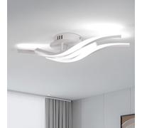 Dorlink Plafonnier LED 4 Lumières, Luminaire Plafonnier Vagues, 24W 1920LM Lampe de Plafond LED Moderne Argent, Plafonniers Salon, 6500K Blanc Froid Plafonniers Chambre, Couloir, Cuisine, Ø52CM