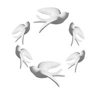 Dorlotou Lot de 6 moineaux, hirondelles, oiseaux, colombe en céramique blanche à suspendre, pour salle de bain, salon, jardin, sculptures murales