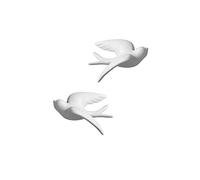 Dorlotou Paire de moineaux, hirondelles, oiseaux, colombe en céramique à suspendre pour salle de bain, salon, jardin, blanche, sculptures murales, petite