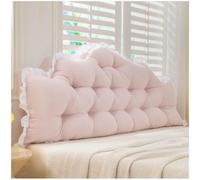 Dorm Headboard Pillow Twin XL, RuffleTufted Crown Backrest Cushion for Sitting, Reading & Loungin (Beige-Pink,150 * 65 * 10cm)