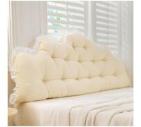 Dorm Headboard Pillow Twin XL, RuffleTufted Crown Backrest Cushion for Sitting, Reading & Loungin (Beige-Yellow,100 * 55 * 10cm)