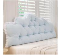 Dorm Headboard Pillow Twin XL, RuffleTufted Crown Backrest Cushion for Sitting, Reading & Loungin (Light Blue,150 * 65 * 10cm)