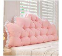 Dorm Headboard Pillow Twin XL, RuffleTufted Crown Backrest Cushion for Sitting, Reading & Loungin (Peach-Pink,200 * 65 * 10cm)
