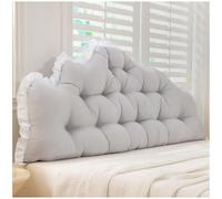 Dorm Headboard Pillow Twin XL, RuffleTufted Crown Backrest Cushion for Sitting, Reading & Loungin (Silver-Gray,120 * 60 * 10cm)