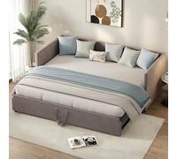 Dormely Canapé Lit gigogne 90x200 avec Sommier à Lattes, Canapé Lit Convertible, Gris canapé Convertible Extensible aux Chambres, Studios et Salons, Tissu en Velours, sans Matelas