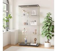 Dormely Vitrine en Verre, Armoire vitrine de Collection avec 2 Portes et 4 étagères, Panneau Arrière en Verre Miroir, pour Le Bar, Salon, Entrée Curio, Noir (31.7 x 14.3 x 64.7 PS)