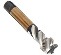 Dormer EX40 Taraud à filetage hélicoïdal en acier cobalt, finition oxyde or, tige ronde avec extrémité carrée, chanfrein inférieur modifié, filetage 1/4"-19, tige de 11 mm de diamètre (lot de 1)
